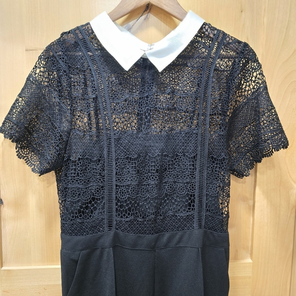 Black Lace Peekaboo Culotte Crop Jumpsuit NWT Venus Sz 16 - Picture 2 of 16